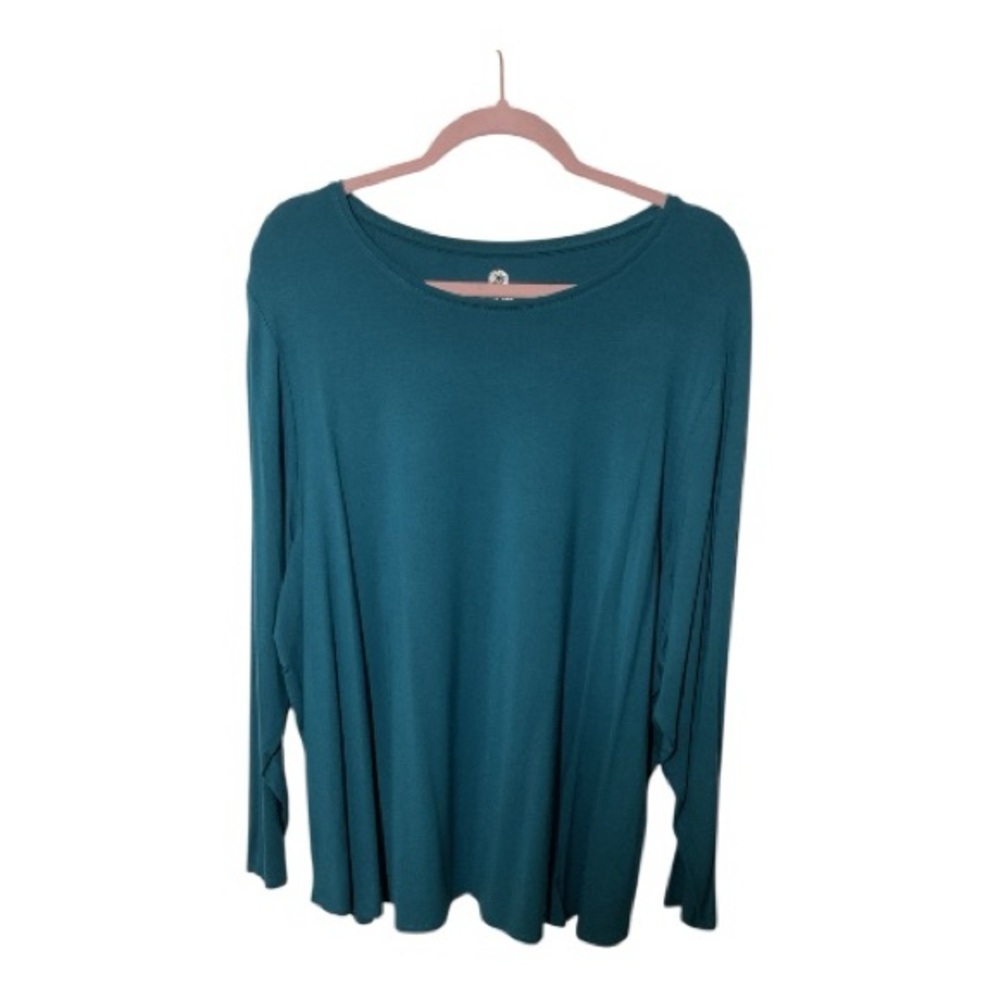 Ruby Rd Teal Long Sleeve Tunic Top 3X Lightweight NWT